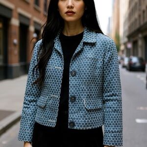 Biden Cotton Blue Polka Dot Jacket sz 8